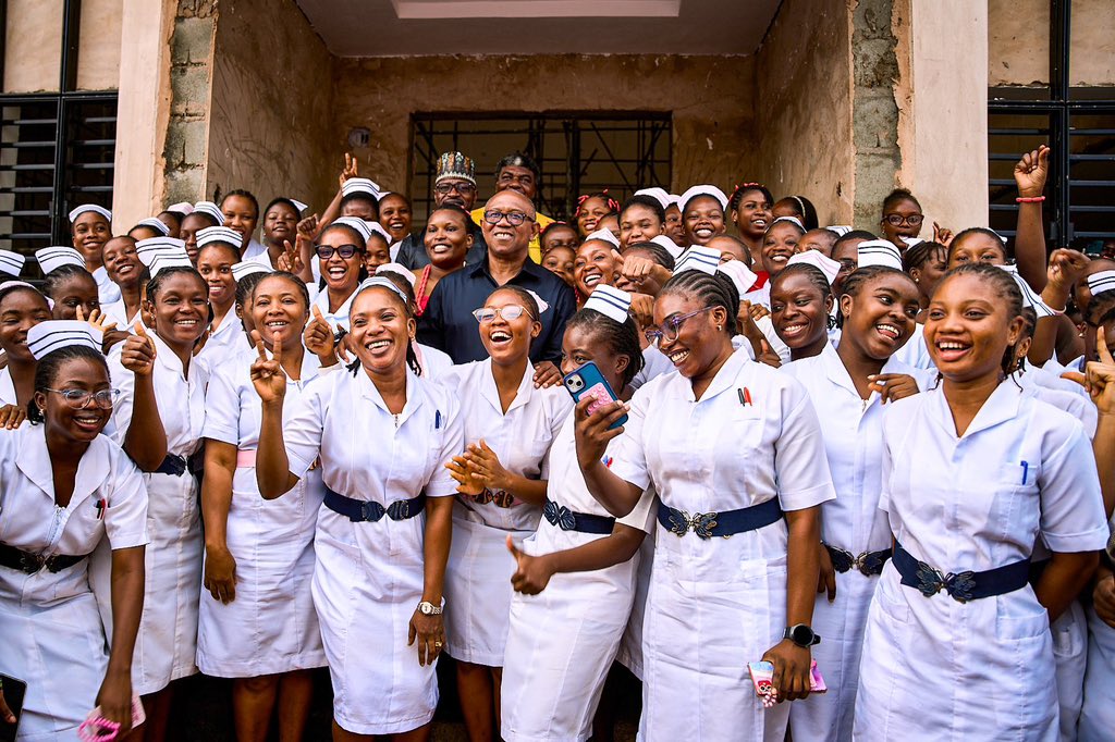 DanBorno__'s tweet photo. Amidst the noise and threats, Peter Obi donated 15 million Naira to St. Philomena school of nursing, in Edo state. https://t.co/T5e35tdAMr