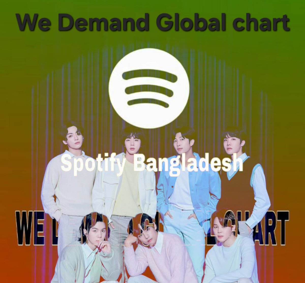 IshratJahan7623's tweet photo. BTS taught us to #SpeakYourself. We're invisible in global rankings though ๐ง๐ฉ streams count! It's time to fill the gap.
We demand official charts for Bangladesh! ๐ข
@Spotify @SpotifyCares
#MakeBangladeshCount #BringSpotifyChartstoBD
#ArmyBDStreamingPower
#SpeakYourselfBD https://t.co/zMgvuWqwJu