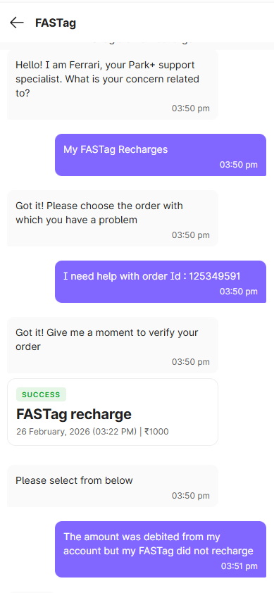 RbikerVlogs's tweet photo. @parkplus_io I recharged ₹1000 on the Park+ app. The amount has been deducted from my account, but the recharge is still not reflected. Your bot helpline is also not responding. I have been waiting at the toll for almost 30 minutes. This is really disappointing service. https://t.co/MvNnnwPGpD