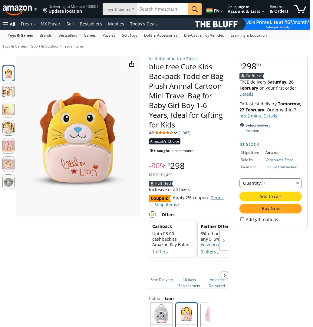 DealZille's tweet image. 🚨Cute Kids Backpack!  
Product: Blue Tree Cute Kids Backpack – ₹292 (MRP: ₹399)  
Urgency: Selling fast  
⏰Deal Time: 02:18 PM IST  
amazon.in/dp/B08D5CDHPT?… #ad #KidsGear #BackpackDeal