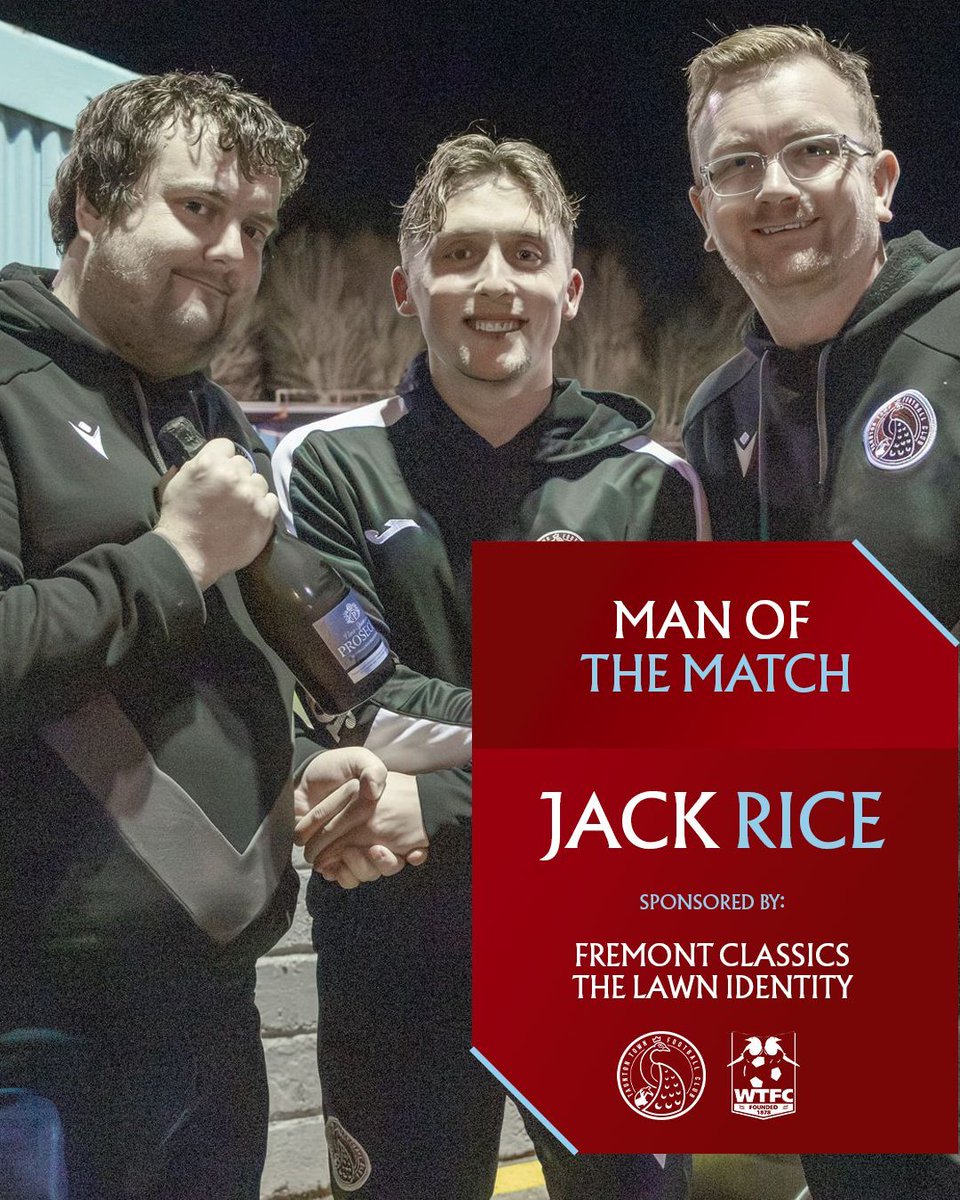 TauntonTownFC's tweet photo. Congratulations to Jack Rice, who was named Man of the Match last night 🍾

Jack’s crucial free-kick brought The Peacocks level, and his tireless running was there for all to appreciate and enjoy.

Jack is sponsored by Fremont Classics and The Lawn Identity.

#UpThePeacocks 🦚 https://t.co/RaOF0FWUn0
