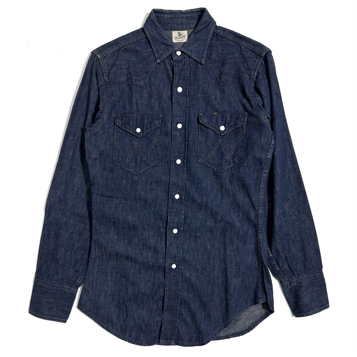 60s WRANGLER 27MW DENIM WESTERN SHIRTです。 サイズ 14 1/2-33 肩幅