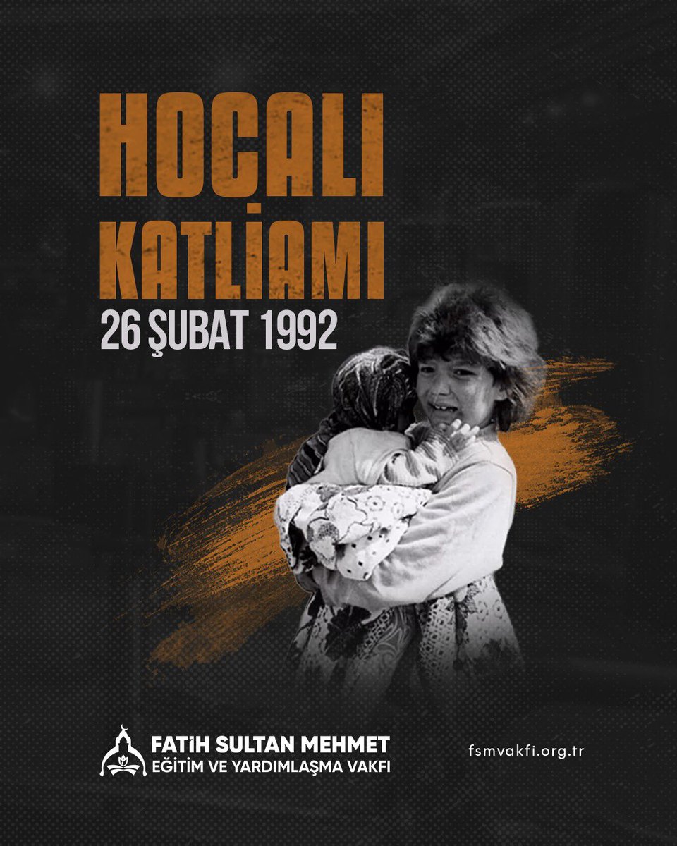 fsmvakfi's tweet photo. Şubat 1992…
Hocalı’da yaşanan insanlık dramını unutmadık, unutturmayacağız.

#hocalıkatliamı #26şubat1992 #unutmadikunutmayacagiz https://t.co/UhujrNAP4e