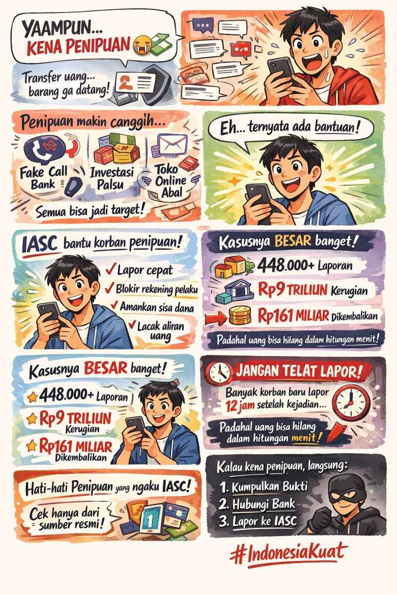 Penipuan makin canggih… dan siapa pun bisa jadi korban 😔
Tapi jangan panik — sekarang ada IASC dari OJK yang bantu kamu:
✅ Blokir rekening pelaku
✅ Amankan sisa dana
✅ Lacak aliran uang

Jangan diam. Jangan tunda.
 Lawan scam sekarang juga!
#IndonesiaKuat #WaspadaScam
