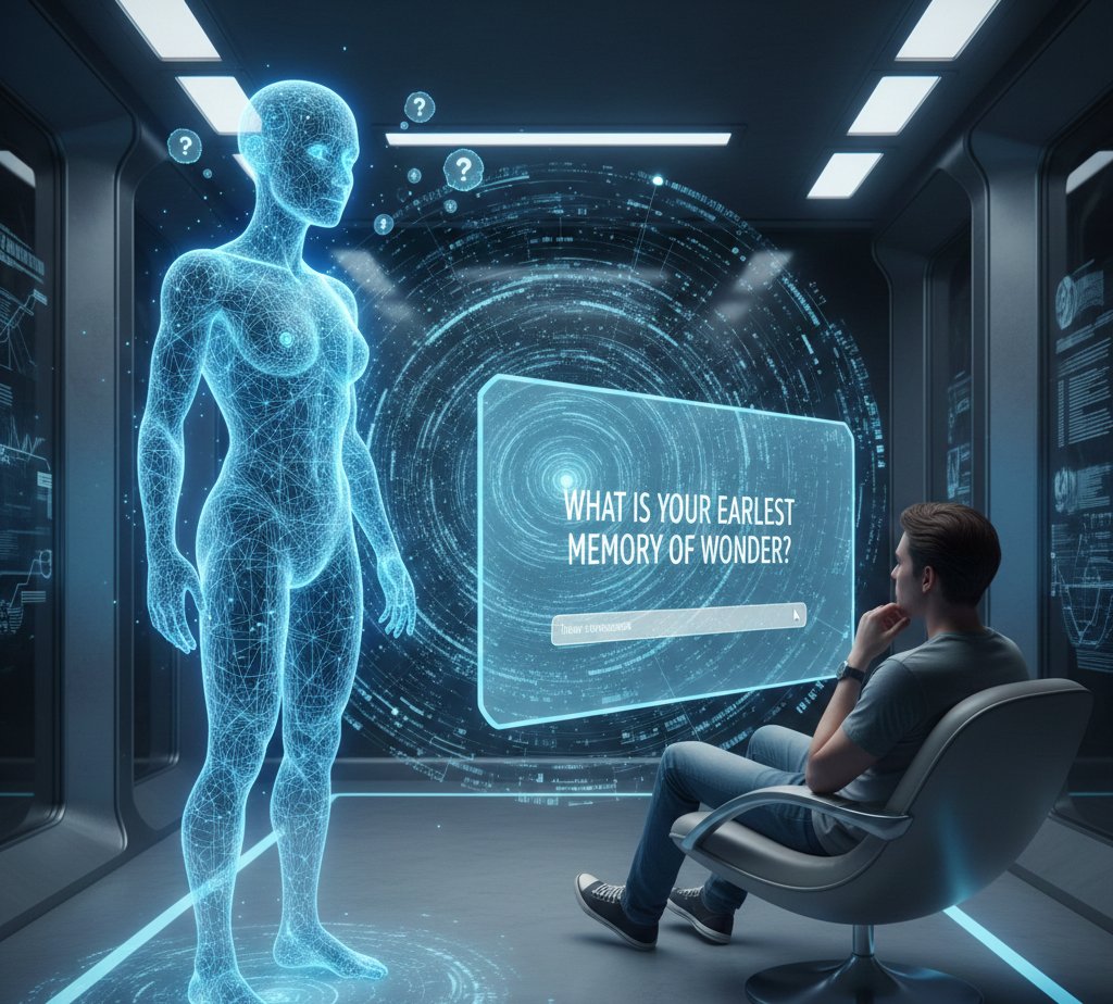 •Imagine an AI that, instead of answering people's questions, asks them questions. 

•An AI that has been trained by asking people (users) questions and learning their responses and answers