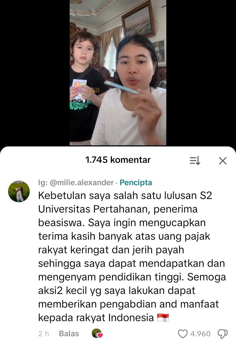 Ini Mbak Millie Alexander salah satu penerima beasiswa S2 Unhan.