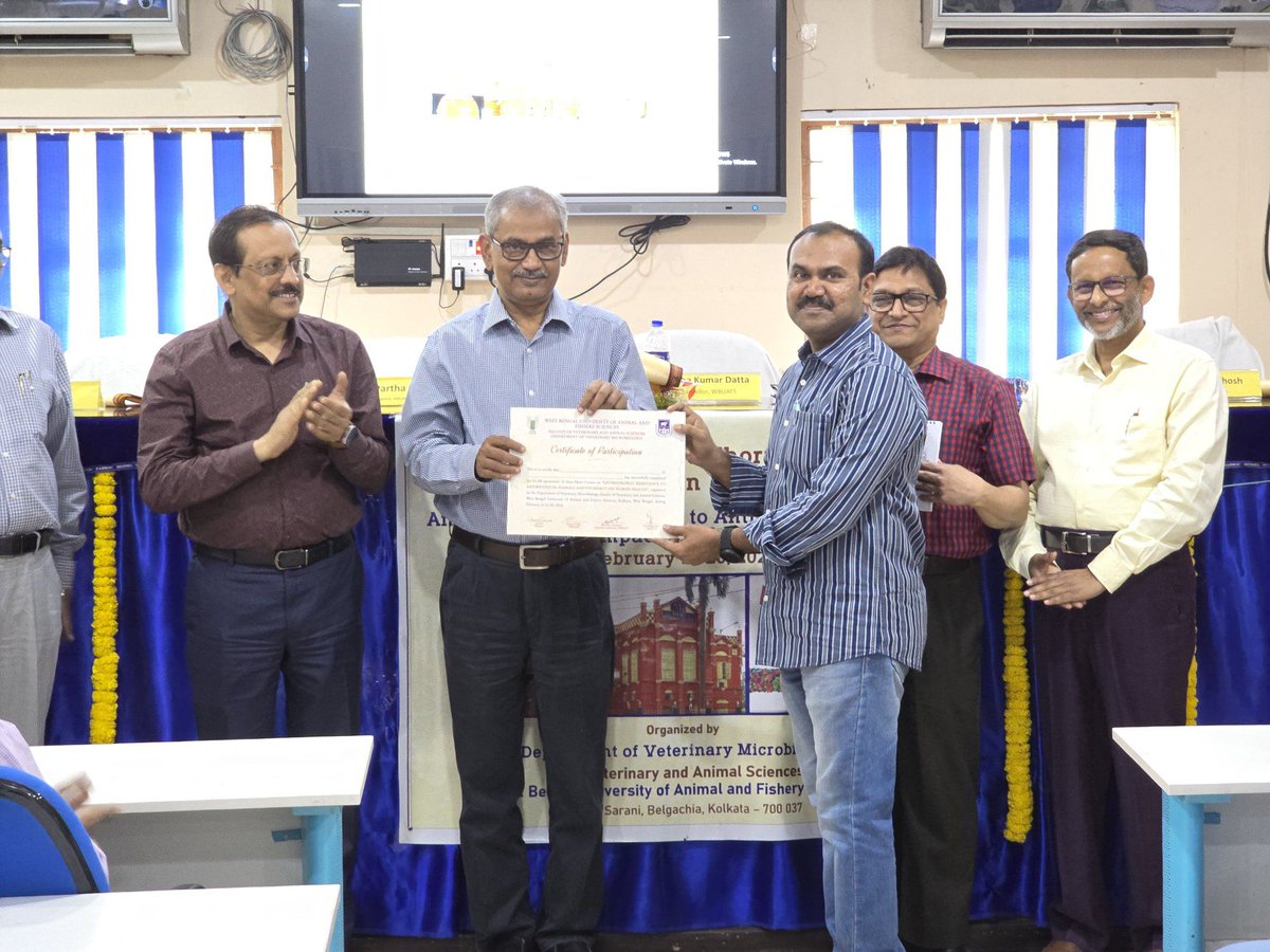 wbuafsoffical's tweet photo. Department of Veterinary Microbiology, F/O-VAS organized ICAR Sponsored Short Course entitled ‘Antimicrobial resistance to antibiotics in animals and its impact on human health’ during Feb 11-20, 2026
#wbuafsofficial #ICAR #shortcourses https://t.co/QOdLl75N5s