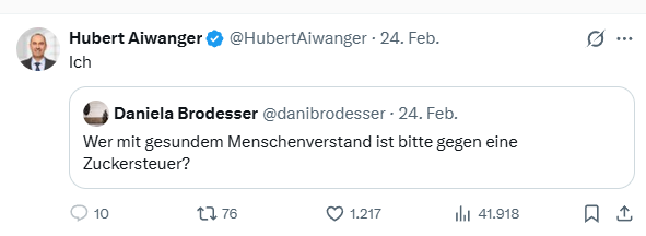 Es wurden explizit Leute mit "gesundem Menschenverstand" angesprochen. Nicht Du Hubsi.

<a href="/HubertAiwanger/">Hubert Aiwanger</a>