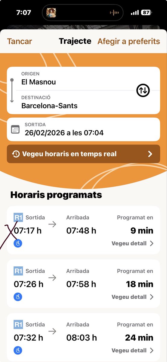 neferes's tweet photo. @rodalies @rod1cat @AfectRodalies Bon dia, no té res a veure amb aquesta incidència. A l’estacio del Masnou fa setmanes que desapareixen trens sense explicació. A la vostra aplicació amb els horaris oficials es pot veure fàcilment. https://t.co/yHyVj3Shu3