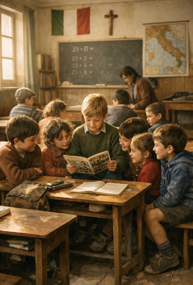 Quando andavo alle elementari c’era un solo bambino benestante: il figlio del medico del paese.
Tutti gli altri eravamo figli di lavoratori.

Ricordo una famiglia con otto figli. 
Un solo stipendio. 
Ancora oggi mi chiedo come facessero a mettere insieme il pranzo e la cena.