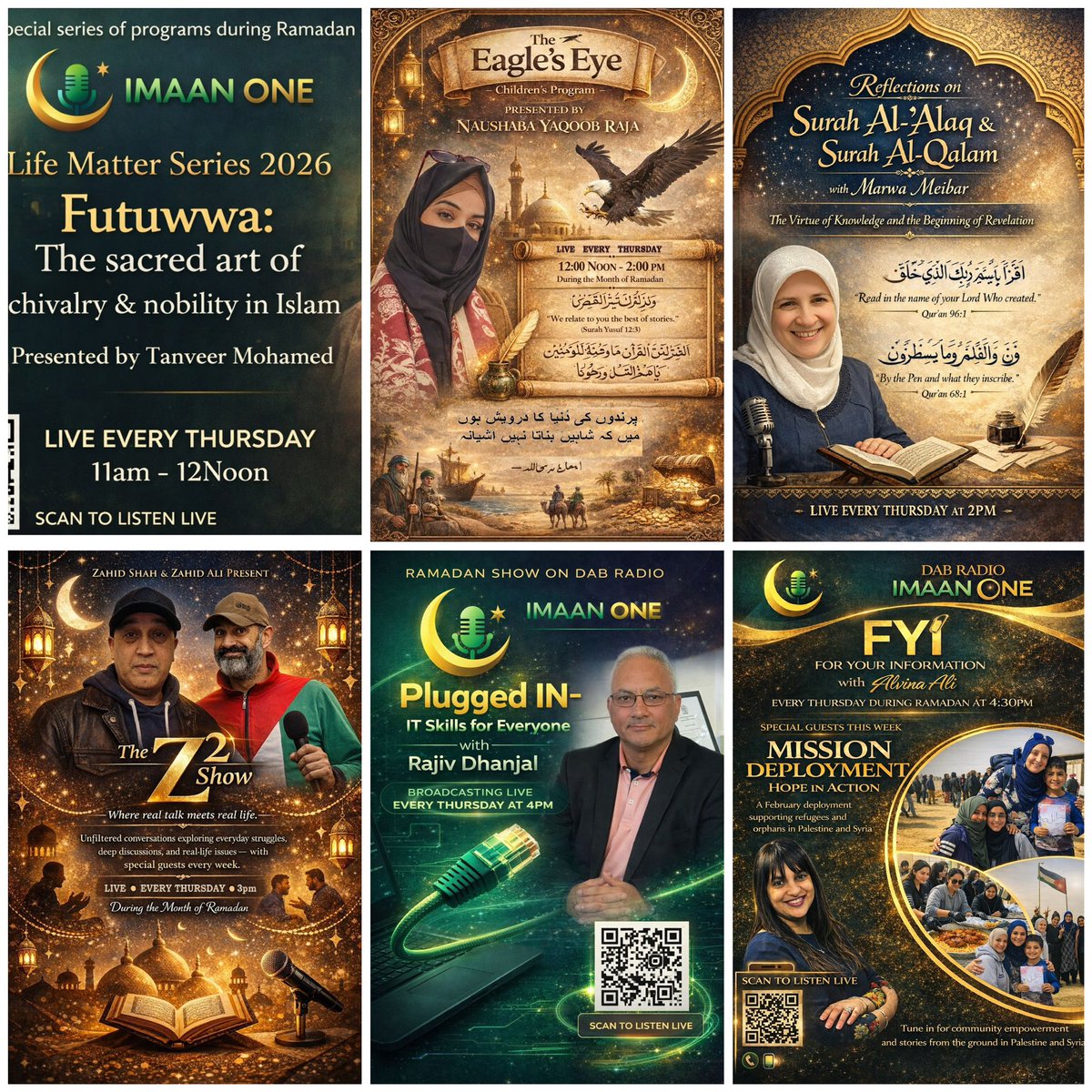 🎙️✨ THURSDAY LINE-UP ON Imaan One ✨🎙️

Here’s what’s coming up this Thursday — insightful, engaging &amp; community-focused all the way 👇

✨ A full Thursday of faith, family, learning, and real talk — all in one place.

🎧 Tune in on DAB Radio
📺 Watch LIVE on Facebook &amp; YouTube