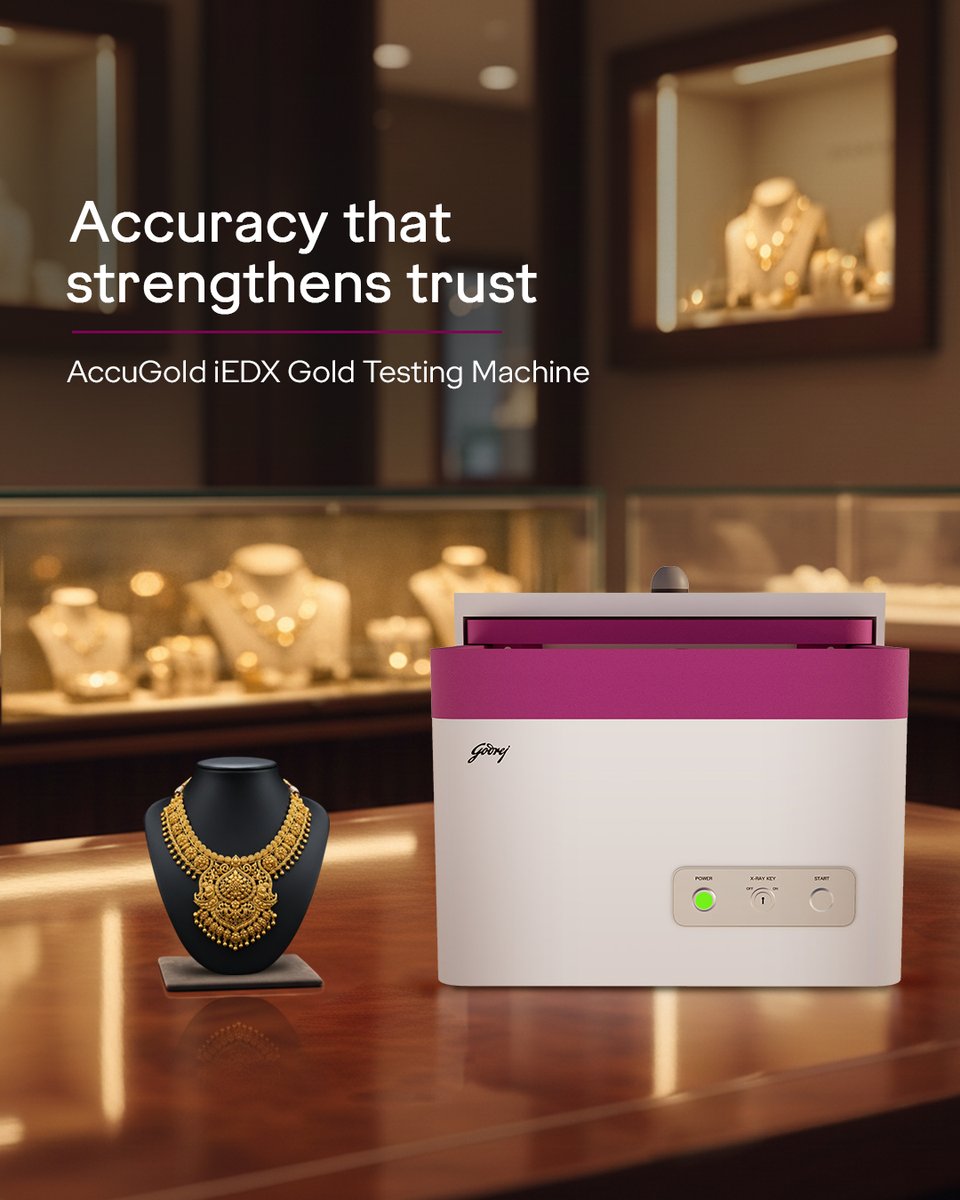 godrejsecure's tweet photo. Accuracy builds loyalty.
Identify the true purity of Gold with our AERB certified AccuGold iEDX Gold Testing Machine
#GoldTestingMachine #AERBCertified #AccuGoldiEDX #Godrej #GodrejSecuritySolutions https://t.co/XYsvWLFogA