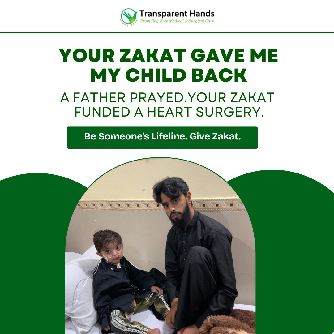TransparentHand's tweet photo. A father stood helpless, watching his child struggle for every heartbeat. The heart surgery was beyond his reach. Your Zakat funded the surgery, saved the child's life, and gave hope to his family. This Ramadan, give your Zakat to save more lives:
https://t.co/qgHujicJ0U https://t.co/SLK1FTpRZZ