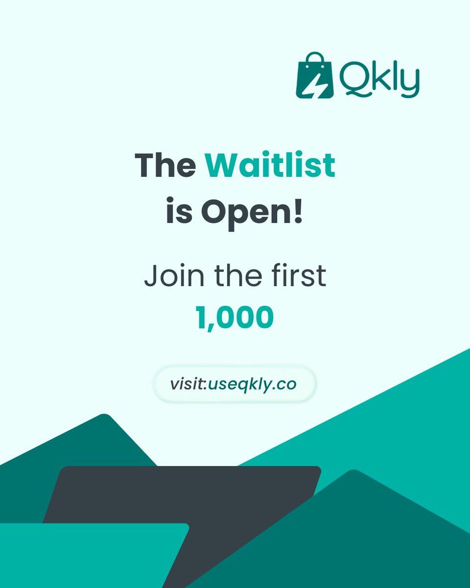 Qkly_commerce's tweet photo. Calling all businesses ready to do better in 2026 🚀

Our waitlist is now open.

Be among the first 1,000 businesses to get instant access when we launch.

Your business deserves: 
✔️ More visibility
✔️ Smoother operations
✔️ A simple way to sell online with your own mobile shop https://t.co/zr3IPSYWmO