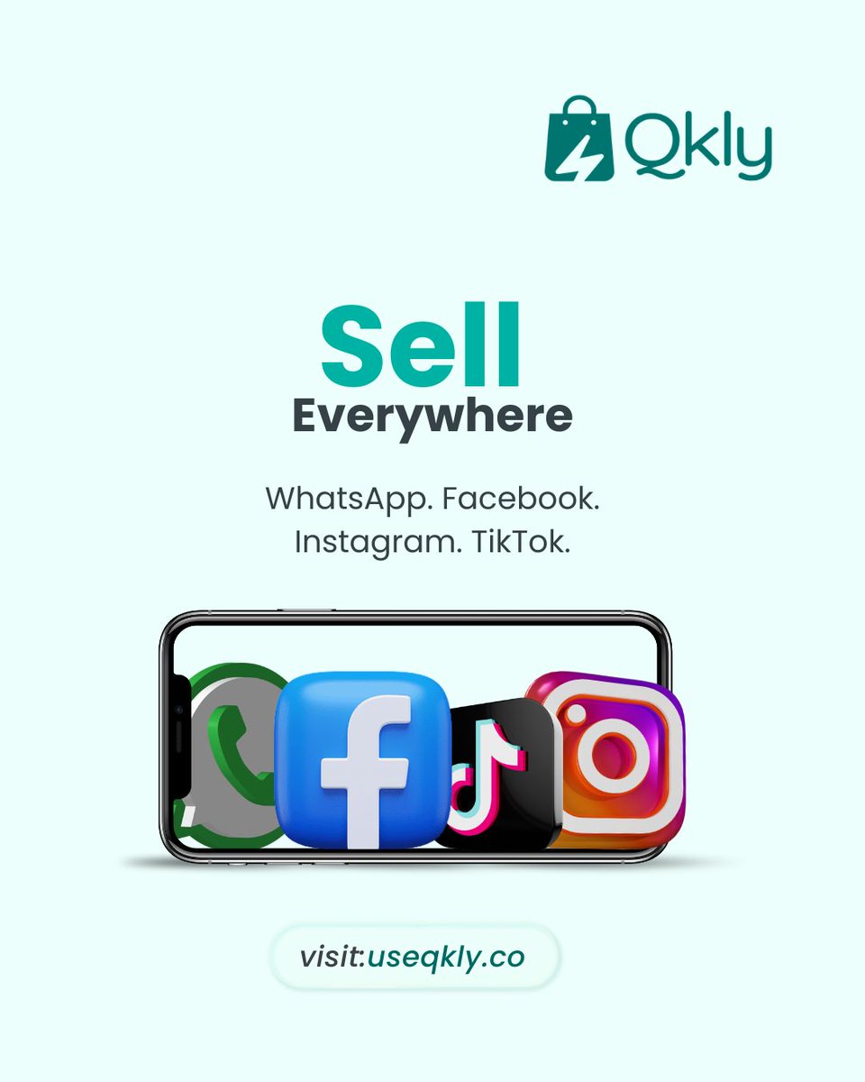 Qkly_commerce's tweet photo. One link.

One online shop.

Sales from anywhere.

Post your Qkly link on WhatsApp, Instagram, Facebook, or TikTok, customers click and shop instantly.⚡

To join the wait-list, click the link in bio.��

#explorepage✨ #qkly #sellfromanywhere #ecommerce https://t.co/RqMJMC7IXI