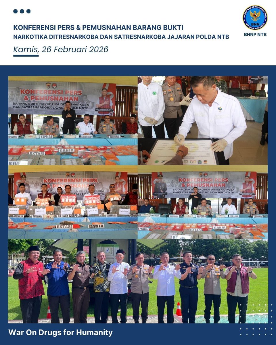 Konferensi Pers dan Pemusnahan Barang Bukti Narkotika Ditresnarkoba dan Satresnarkoba Jajaran Polda NTB