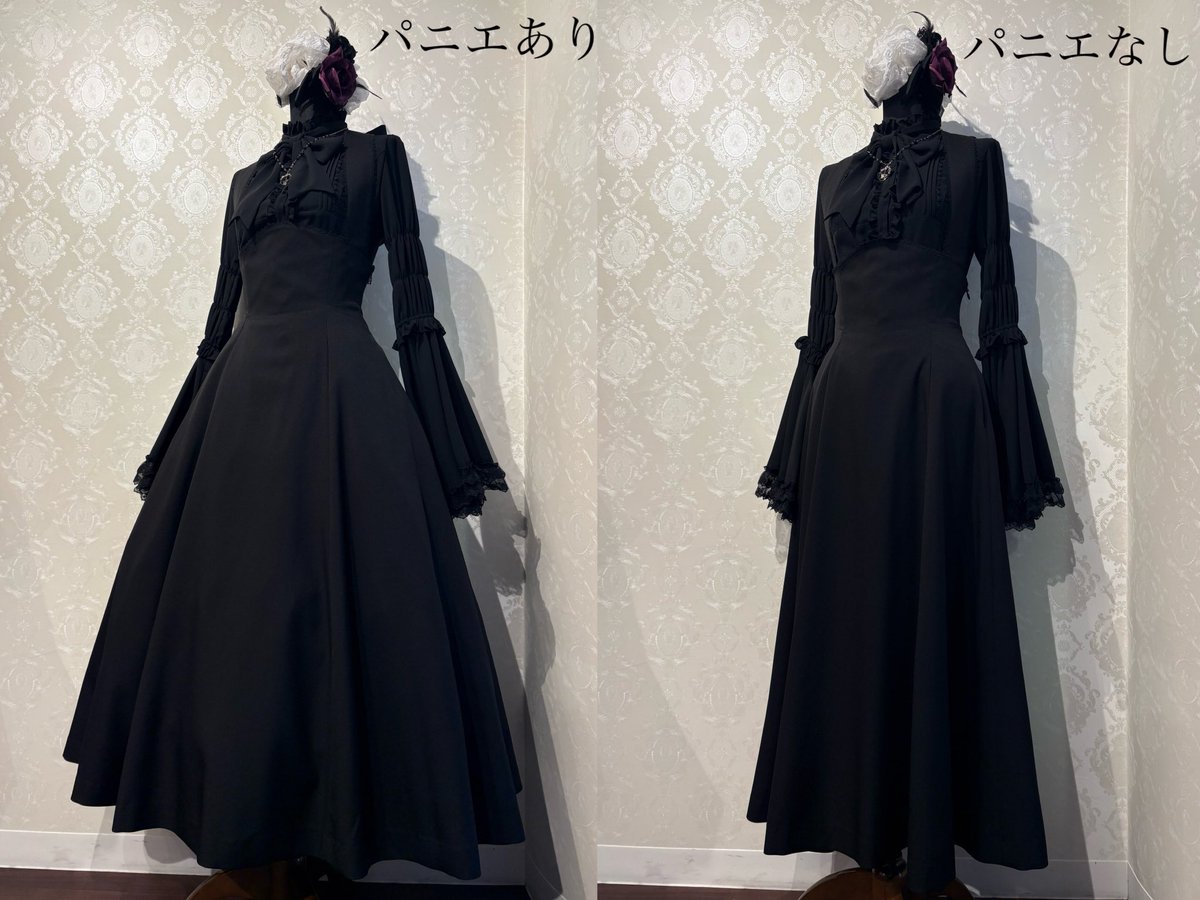 🐦‍⬛おすすめコーデ🐦‍⬛
#アトリエピエロ大阪店

黒×紫コーデ🟣🖤

ATELIER PIERROT
Stand Collar Princess Sleeve Blouse　
ブラック
¥16,500（税込）
🛒atelier-pierrot.jp/products/tbl10…

Sheglit　
"Royal"ジャンパードレス
¥33,000（税込）
🛒atelier-pierrot.jp/products/shegl…