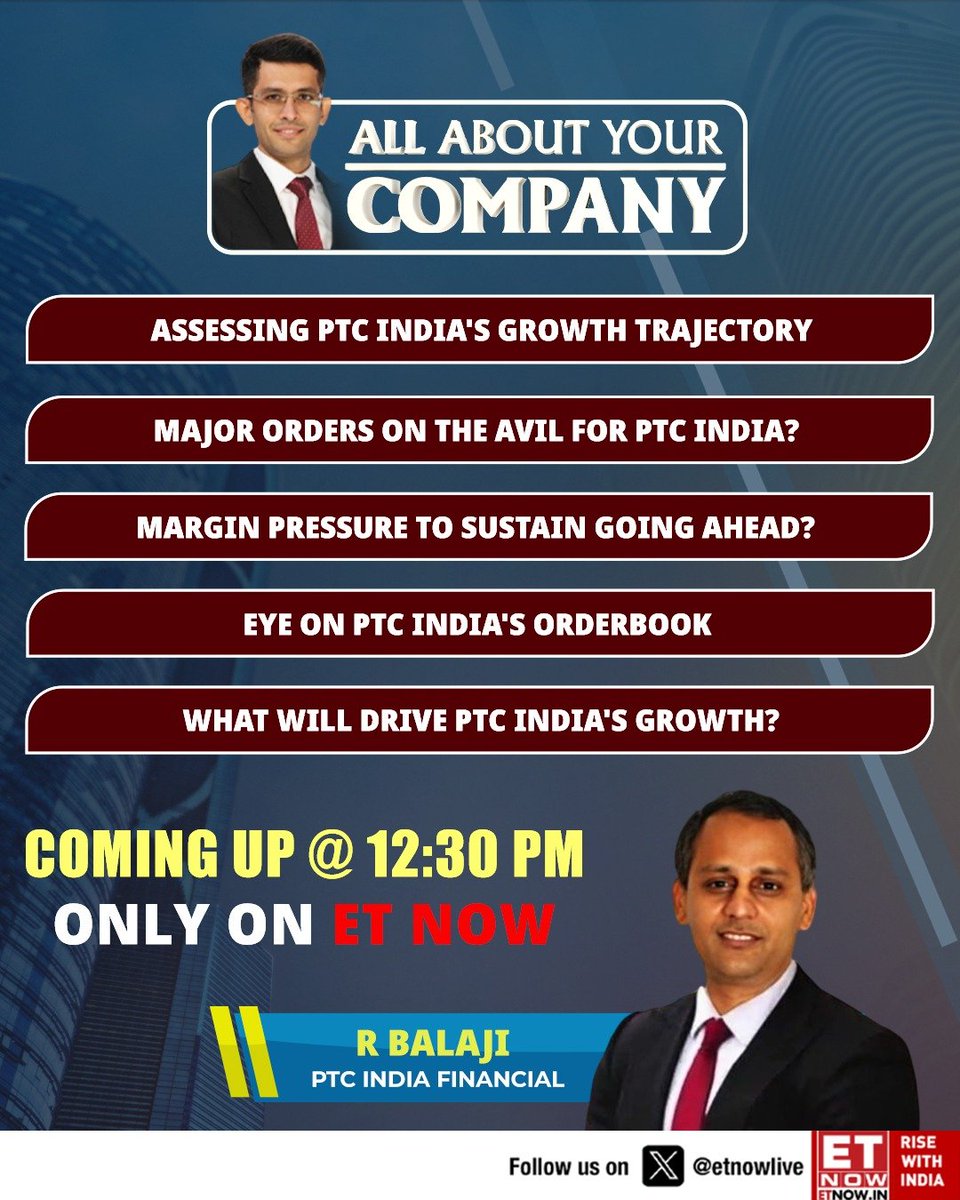 ETNOWlive's tweet image. All About Your Company

Can PTC India Financial power up its next growth cycle? 

MD &amp;amp; CEO R Balaji reveals the big order opportunities, margin outlook and what could drive the company’s next breakout

#PTCIndiaFinancial #AllAboutYourCompany #MarketBuzz #GrowthStory @hershsayta