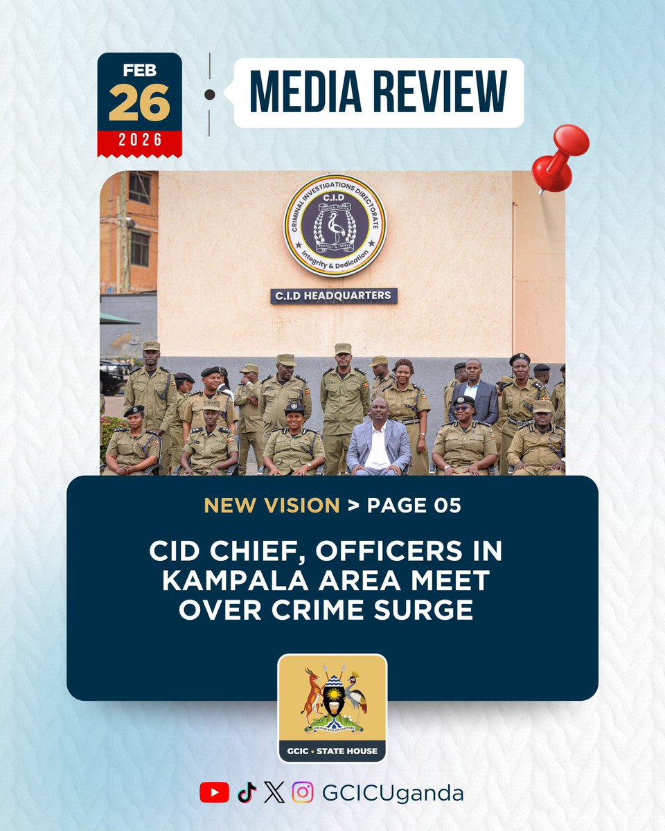 The Director of the Criminal Investigations Directorate (CID), Tom Magambo, has held a closed-door meeting with officers deployed in the Greater Kampala Metropolitan Area (GKMA) to fight the surging crime wave. #GCICMediaReview #OpenGovUg