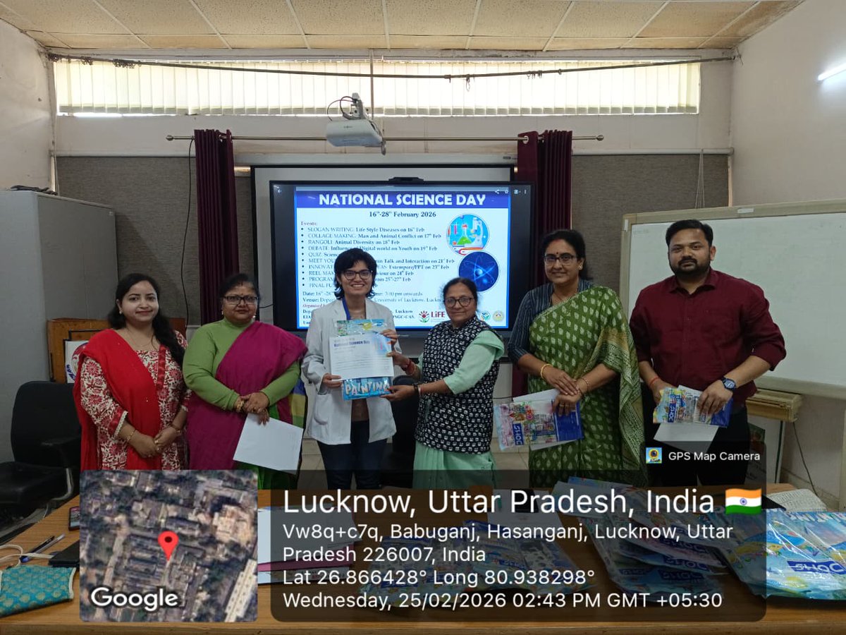 ZoologyLkouniv's tweet photo. Award ceremony for all the competitions held during the Science Day celebration week. Prof. Amita Kanaujia HOD Zoology, Prof. Monisha Banerjee, Dr. Kalpana Singh, Dr. Aakansha, Dr. Ashutosh &amp;Dr.Hadiya graced the occasion. https://t.co/ykH0e1UmFj