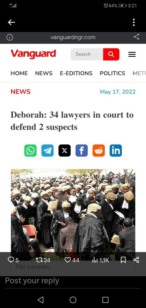 Never forget 34 lawyers defended 2 extremist that killed and burnt Deborah because of alleged blasphemy.

1,2,3,4.,.,.,.,.,.,34 lawyers.

They are fasting today.

Good morning