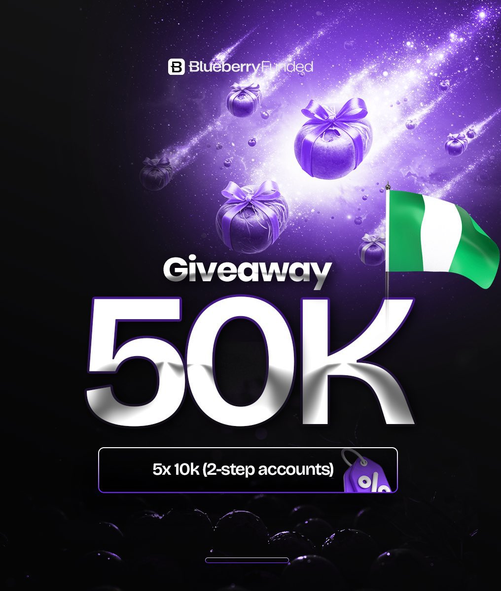 GIVEAWAY  !!!

5 X $10,000 account up for grab!!!

To participate ensure you complete all the task 🔽

Follow me <a href="/BBjedo/">Bright Jedo</a> &amp; <a href="/JeremyofCrypto/">King Jeremy 🫆</a>

Also must follow 
<a href="/BBFNigeria/">Blueberry Funded Nigeria</a> <a href="/BlueberryFunded/">Blueberry Funded</a> 
<a href="/BBFSynthetics/">Blueberry Synthetics</a> 

Follow my TikTok page and engage my posts tiktok.com/@bbjedo?

Tag 3