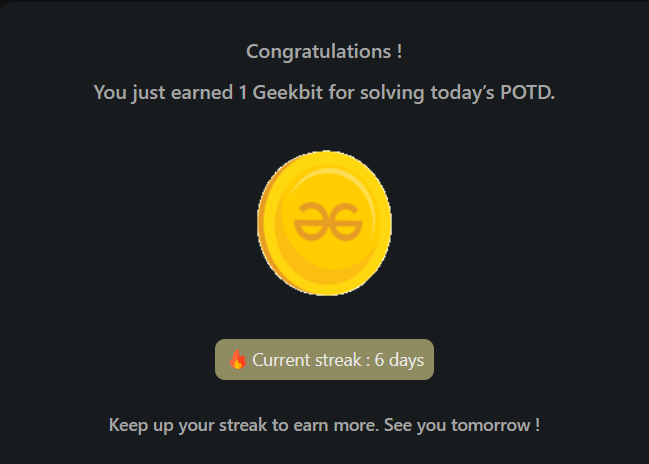 PawanRoy001's tweet photo. 60 Days POTD Challenge Powered By NPCI 
Day 6 POTD
@geeksforgeeks
@NPCI_NPCI
#geekstreak60 
#npci https://t.co/lIMVmcONVl