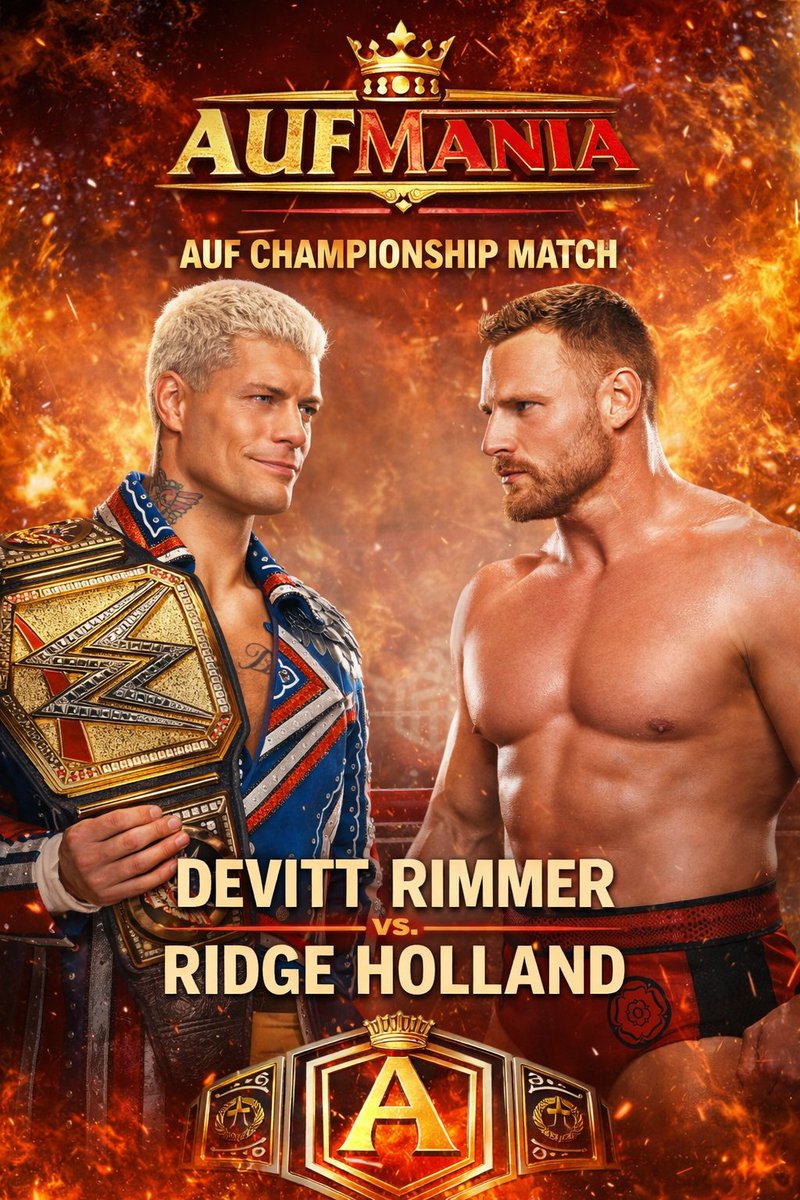 Road to WrestleMania has just started 

<a href="/Devitt_Rimmer/">𝕯𝖊𝖛𝖎𝖙𝖙 𝕽𝖎𝖒𝖒𝖊𝖗</a> will defend the AUF championship against 2025 King of the ring winner <a href="/TheStarLordMan/">Peter Quill</a>