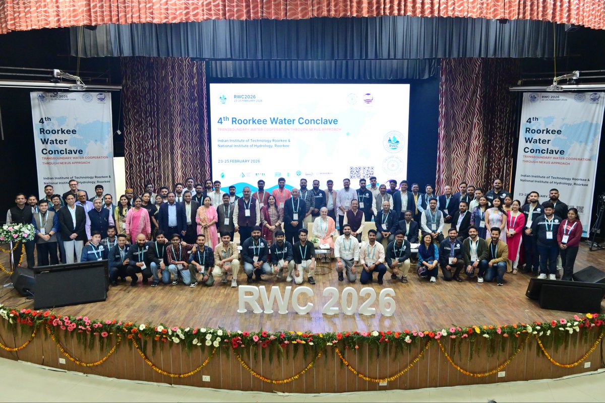 AshutoshHydro's tweet photo. With 500+ delegates from across the globe, the Roorkee Water Conclave (#RWC2026) has officially concluded! Deeply thankful to every delegate, researcher, and student who joined us at @iitroorkee to champion transboundary cooperation through nexus approach. @NIH_Hydrology https://t.co/KOTnc9RUWv