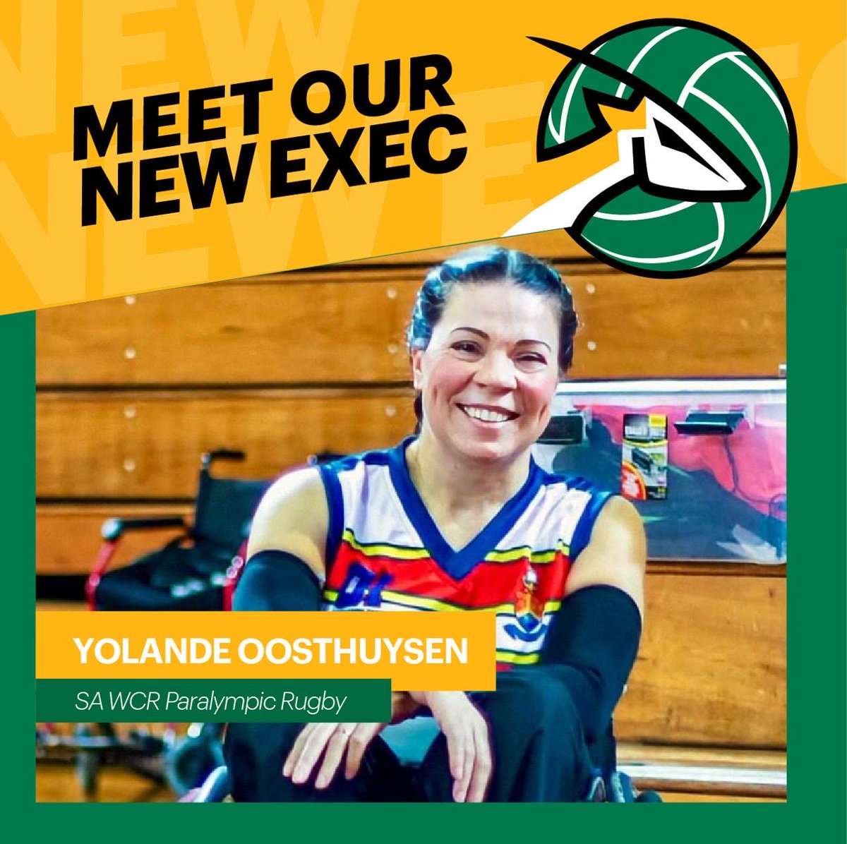 SAWCR's tweet photo. SA WCR proud to announce Yolande Oosthuysen as Director of Paralympic Wheelchair Rugby. Yolande Oosthuysen was introduced to the sport in 2003. #wheelchairrugby https://t.co/D82el2PW3w