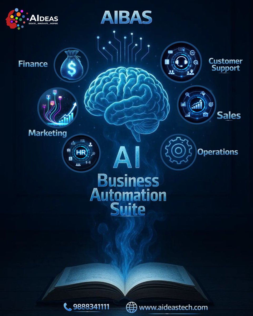 AIdeastech's tweet photo. Your business. One AI brain. Infinite efficiency.
Meet AIBAS — AI Business Automation Suite
Automating Finance, Sales, Marketing, HR & Operations ⚡
The future of business runs on AI.
📞 9888341111
🌐 https://t.co/UoepsTYpKG
#AIBAS #AI #Automation #BusinessAI https://t.co/SsajufnQwv