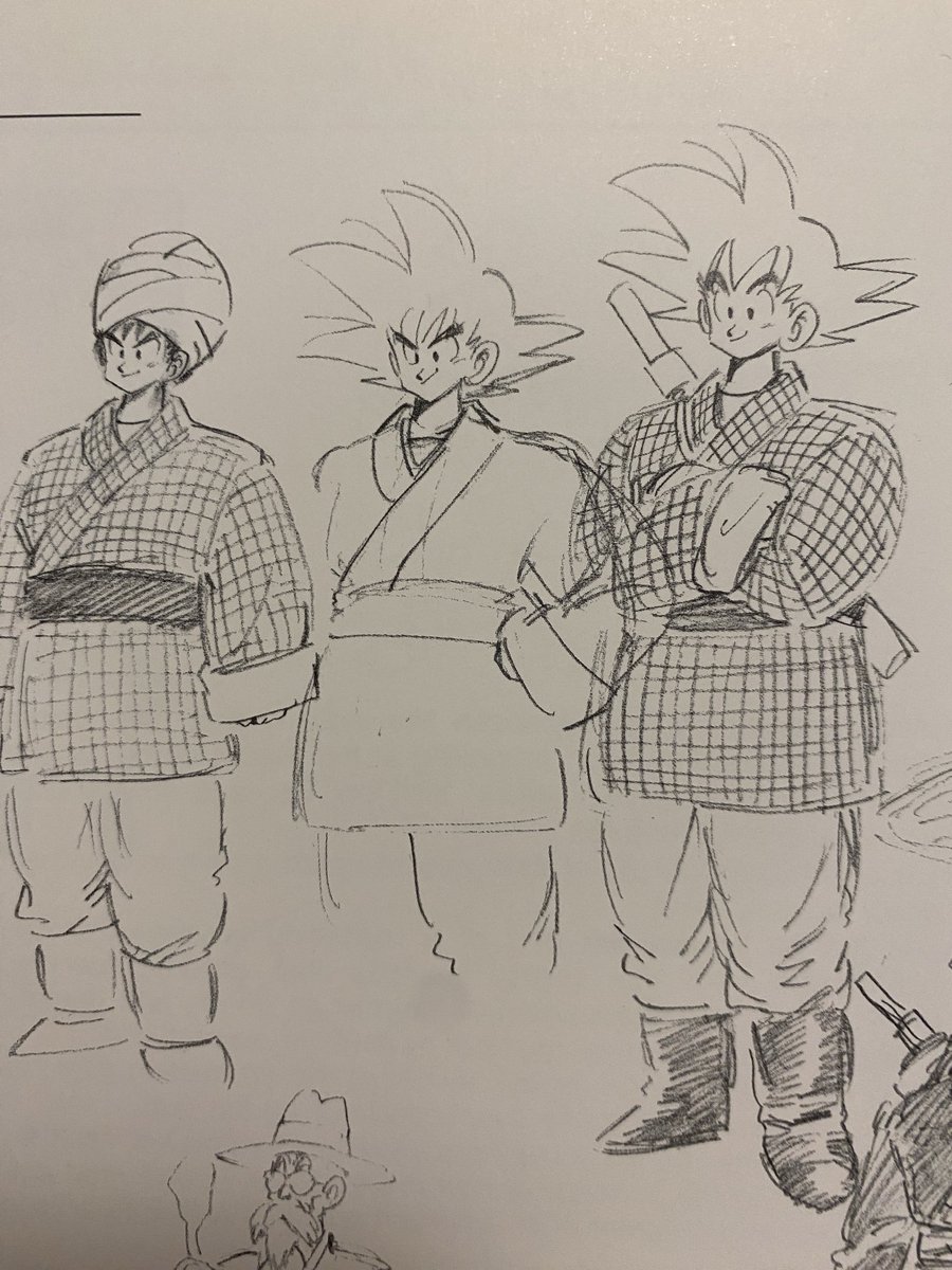 Croquis de 1988, quand Akira Toriyama s’apprêtait à défier son tantō, Kazuhiko Torishima, en faisant grandir Gokû.