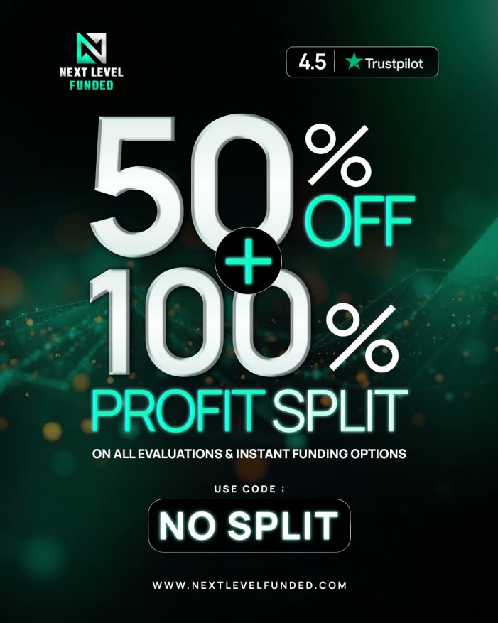BIG DEAL ALERT 🚨
Get 50% OFF + 100% PROFIT SPLIT 😱🔥
Yes — keep ALL your profits!

Use code: ( NOSPLIT)  at checkout
Start trading today 👉 nextlevelfunded.com