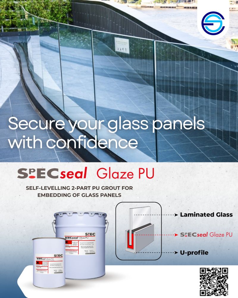 SpECseal Glaze PU is a two-component, pourable, self-leveling polyurethane grout designed specifically for embedding glass panels into U-profiles or concrete joints — delivering durability, flexibility, and precision where it matters most.

WhatsApp: (050 645 4359)