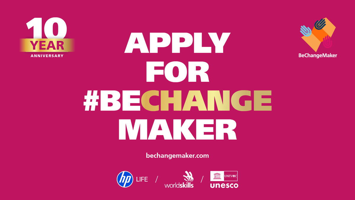 APPLY FOR #BECHANGEMAKER 2026! 📣 The social entrepreneurship programme presented by #WorldSkills &amp; HP Foundation, supported by UNESCO-<a href="/UNEVOC/">UNESCO-UNEVOC #education #skills #training</a>, is back helping young entrepreneurs turn their business ideas into real-world impact.

Apply by 27 March: worldskills.org/media/news/app…
