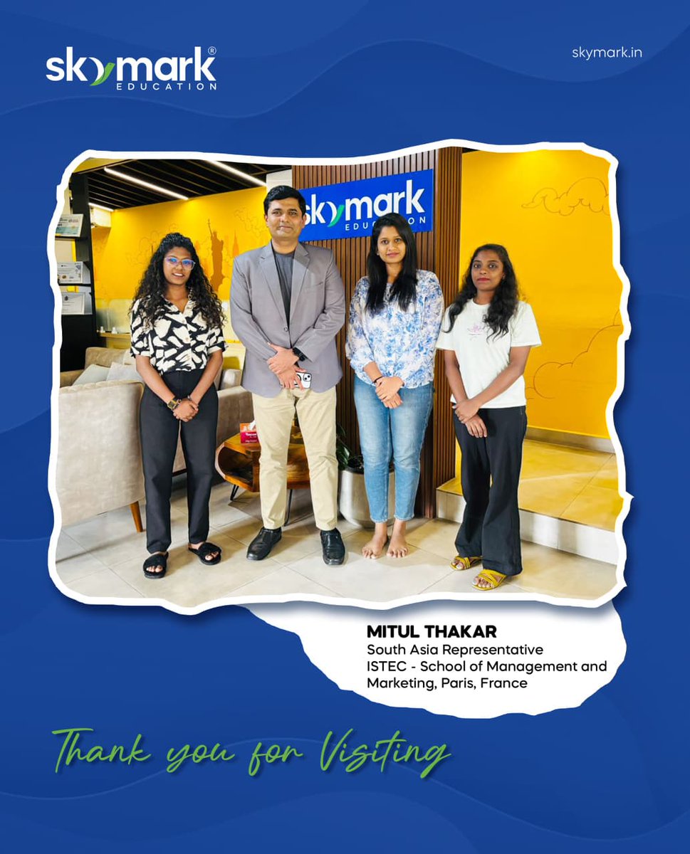 skymarkedu's tweet photo. Thank you Mr. Mitul Thakar the South Asia Representative of ISTEC -School of Management and Marketing,Paris, France 🇫🇷, for visiting our Skymark Education Kochi office. Your insights and guidance added immense value to our mission of empowering students with global opportunities. https://t.co/u9FeHEC2pt