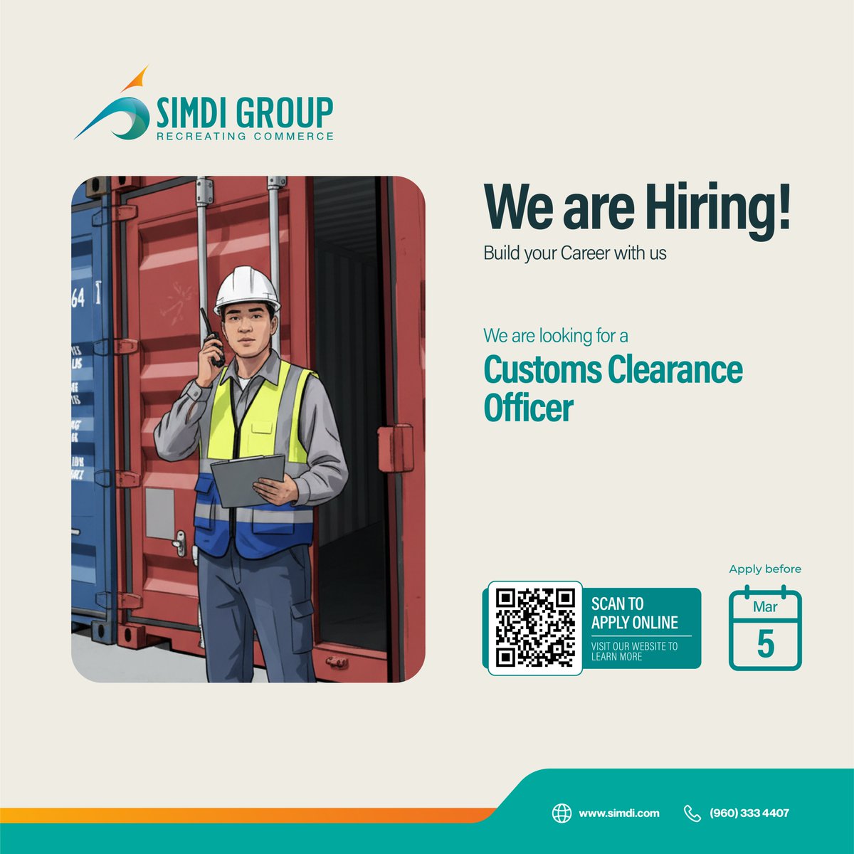 JOIN OUR TEAM! 
If you feel this position offers you the opportunity to seek progress in your career, apply directly through our portal: career.simdi.com