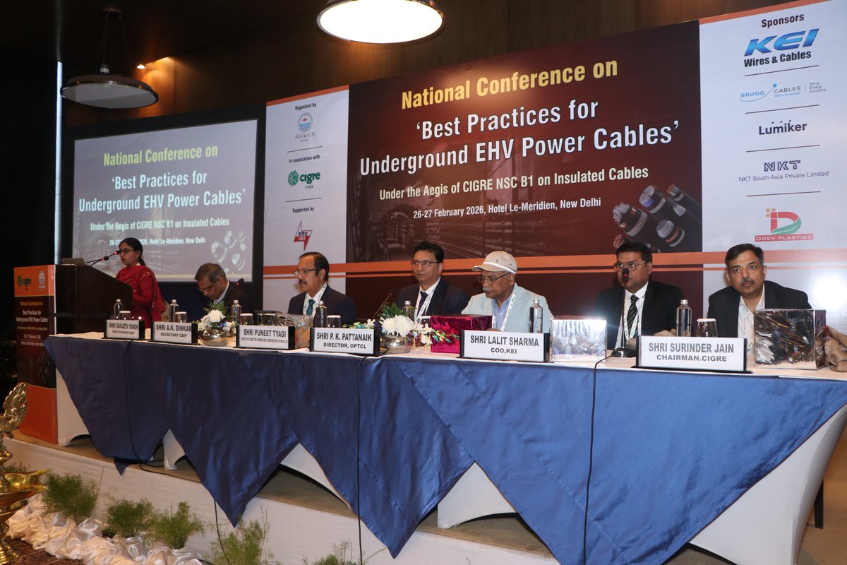 cbip_india's tweet image. Here are glimpses from the Inaugural Ceremony:- 
National Conference on Best Practices for Underground EHV Power Cables dated 26-27 February 2026 at New Delhi, organized by @cbip_india CIGRE India Supported by @CEA_India. 
#undergroundcables #cables #powersector