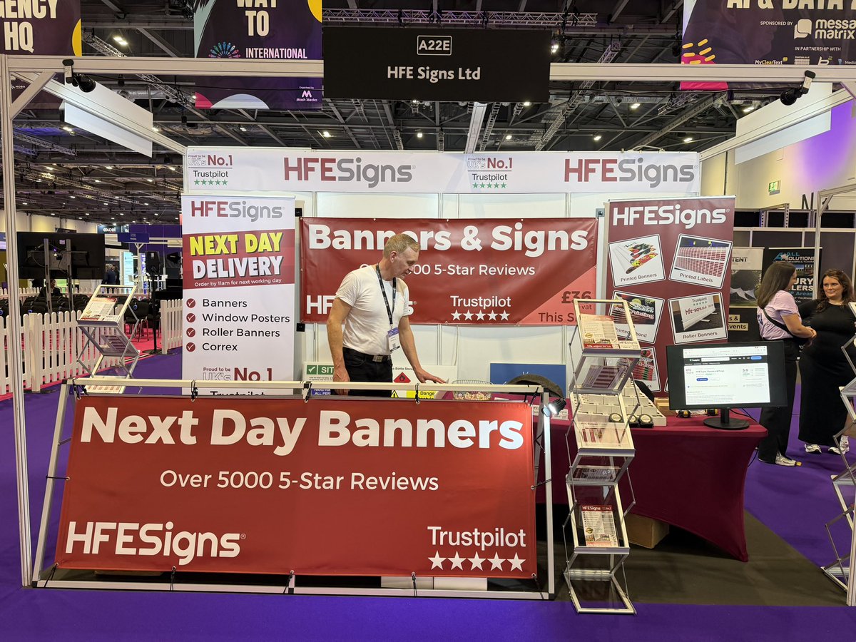 HFESigns's tweet image. Busy day yesterday @EventProdShow @ExceLLondon we do it all again today #nextdaybanners #rollerbanners #banners #printing #exhibitions