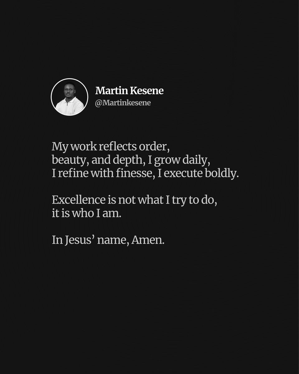 Good morning X Fam 

I create excellently today! 
I execute boldly 

Excellence is who I am! 

Have a blessed day 🤍