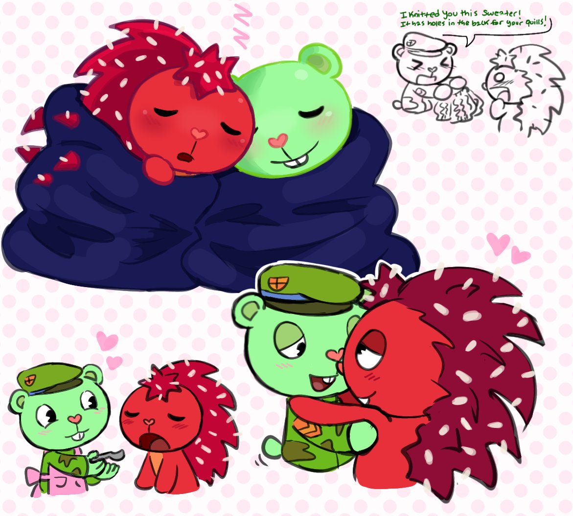 Flippy x flaky doodles! #happytreefriends #flippyxflaky
