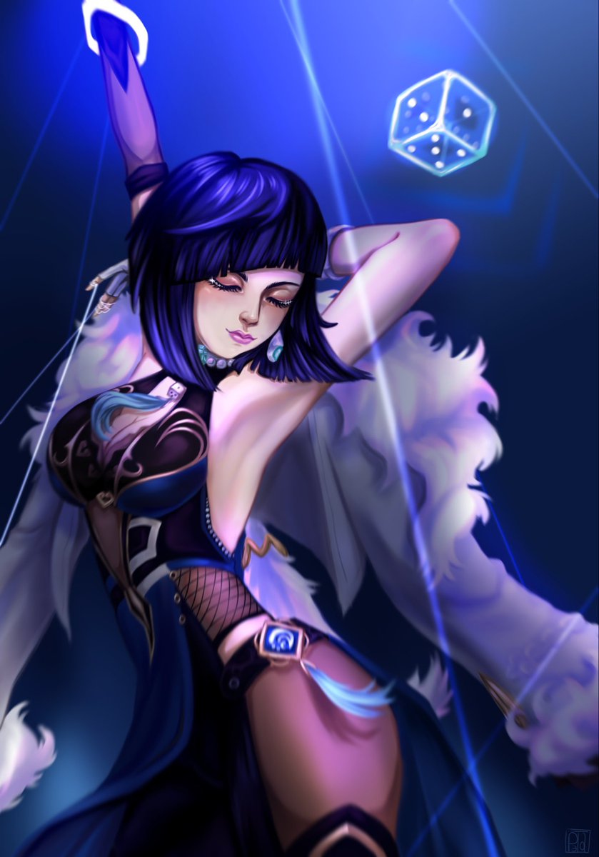 chuavaart's tweet photo. I drew this piece a long time ago for the #Genshinimpact fanart contest, but the time zone let me down and I didn't have time to share it in time. I worked hard on it, and it's truly worth seeing💕

#Genshinfanart #Yelan #Genshin_Impact #Genshinlmpact https://t.co/Vf0r5WaCGs