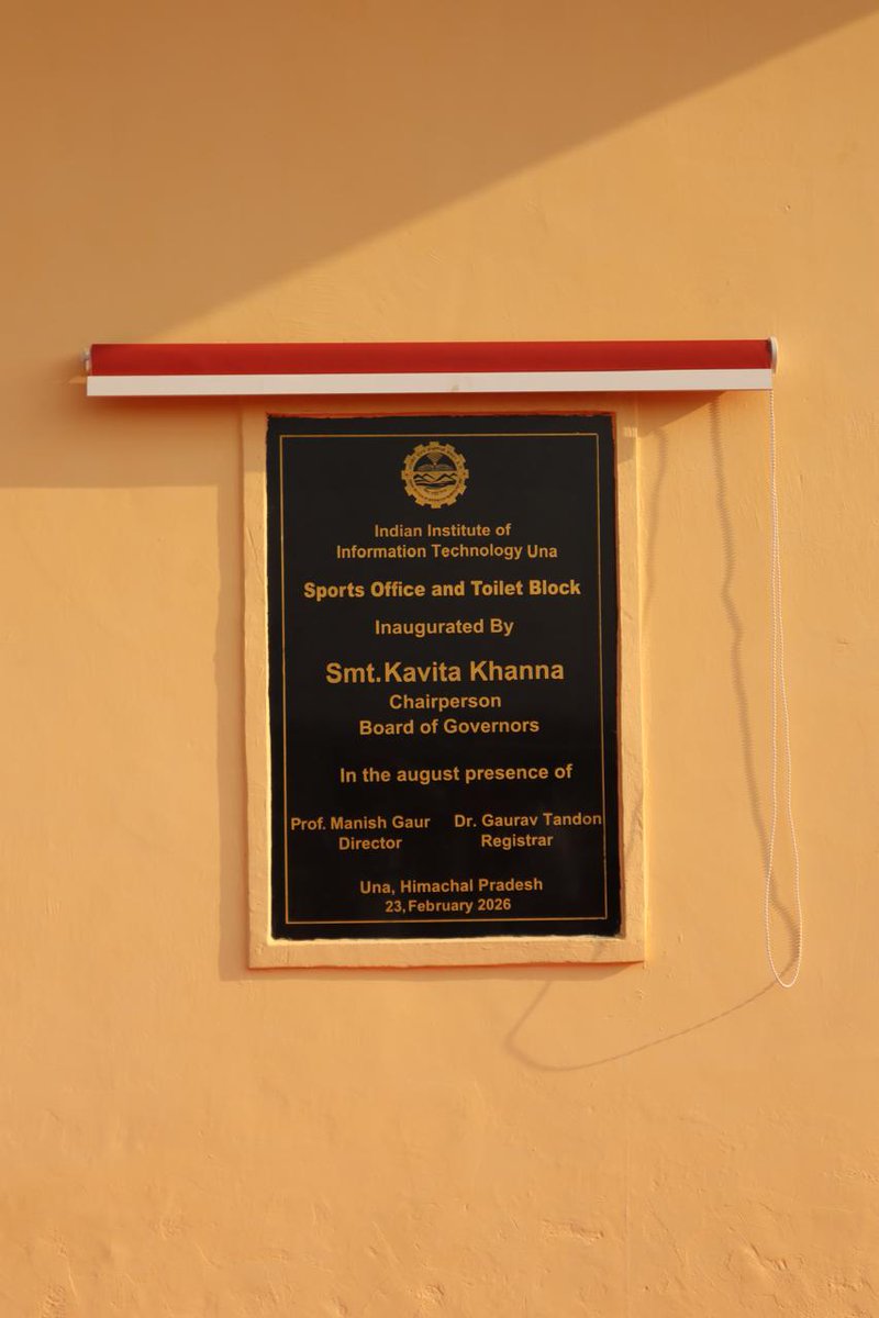 iiituna's tweet photo. IIIT Una inaugurated its Sports Office on 23 February 2026, led by Ms. Kavita Khanna, Chairperson, BoG, in the presence of Dr. Gitanjali Yadav (NIPGR), Prof. D. K. Lobiyal (JNU), Dr. Kamal Jeet Singh (HPPTCL), Prof. Manish Gaur (Director), and Dr. Gaurav Tandon (Registrar). https://t.co/1doDfCrlvs