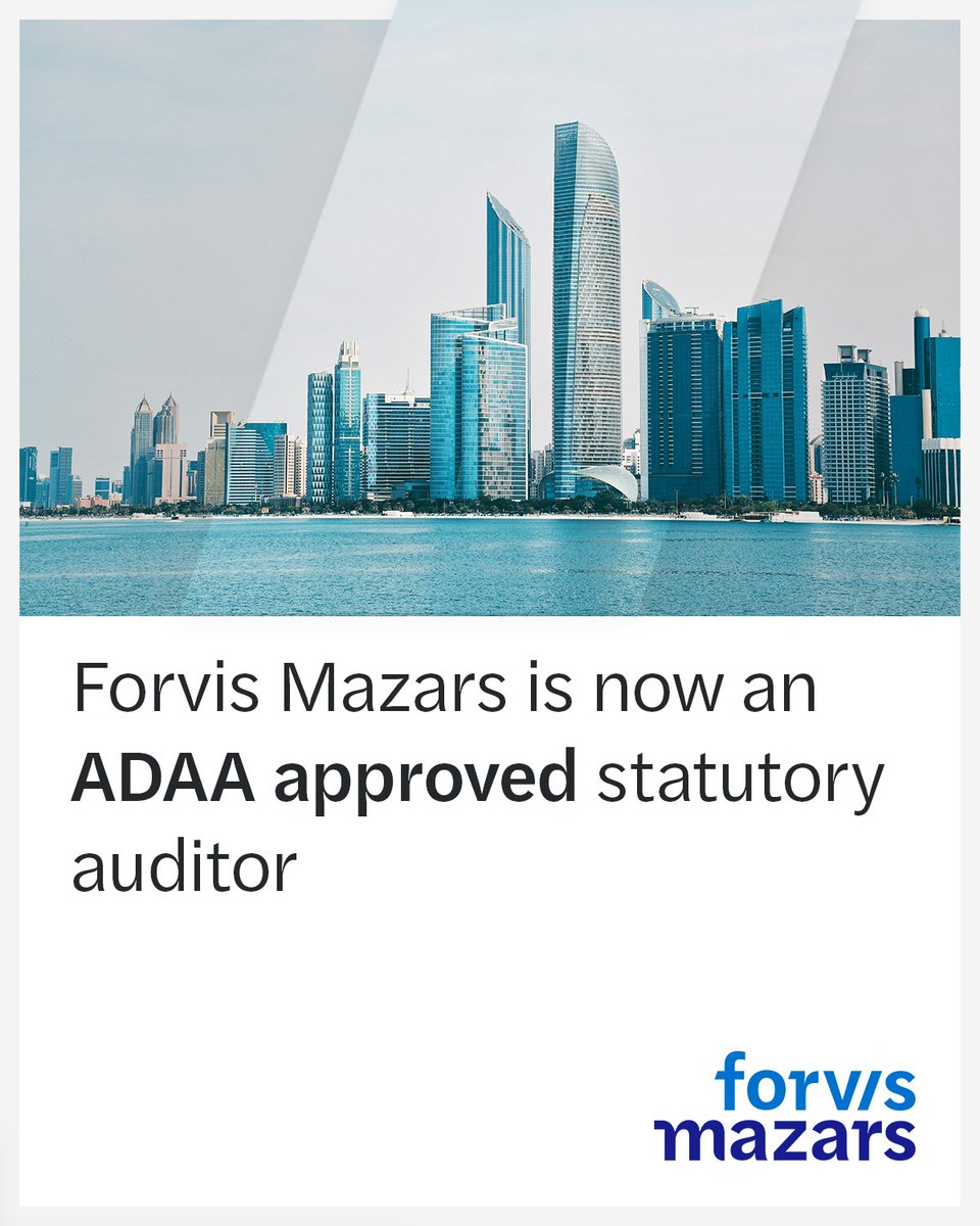 forvismazarsuae's tweet photo. Forvis Mazars is an Abu Dhabi Accountability Authority (ADAA) approved statutory auditor.
Connect with our team to learn how we can support your statutory audit requirements: https://t.co/fkxhcePrds
#ForvisMazars #StatutoryAudit #ADAA #AbuDhabi #AuditAndAssurance #Governance https://t.co/sy6EPjcwk3
