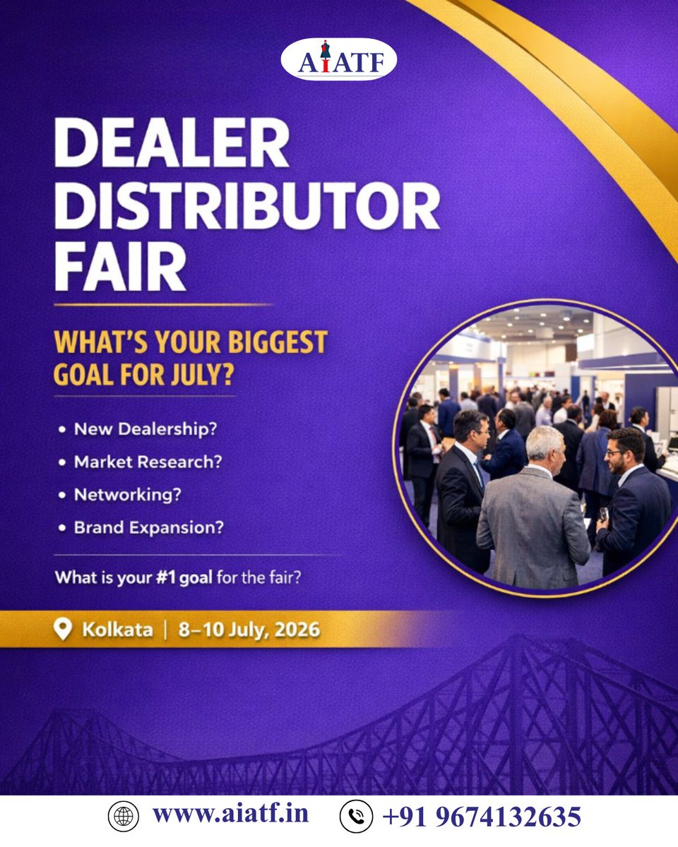 AIATF360243's tweet photo. July goal? 👀

Dealership. Expansion. Network.

What’s yours?

Dealer Distributor Fair (ALL TREADS)
Kolkata | 8–10 July, 2026
#DealerDistributorFair #AllTreads #B2B #KolkataExpo https://t.co/lJtkuws5bI