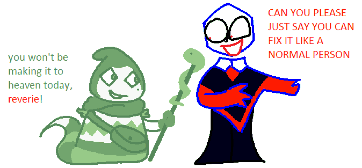 claimbclaws's tweet photo. rudinnsona + pippinsona rice and reverie. rice is a healer who learned under malius and heals by hitting people with its staff (the snake is a squeaky toy) https://t.co/Qy0fESaDSH
