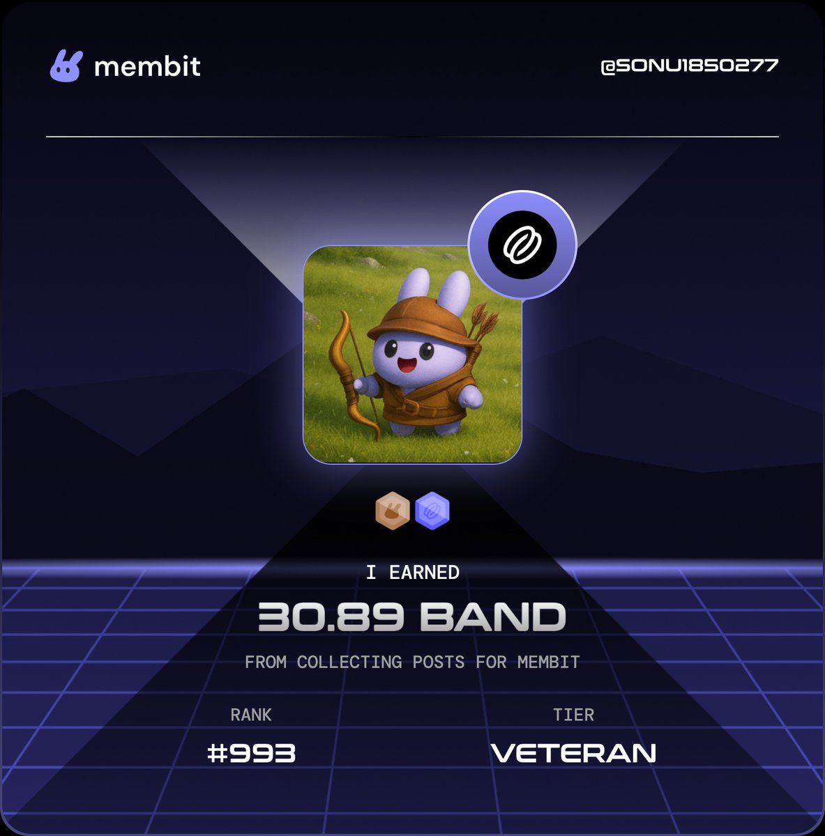 I just claimed 30.89 BAND from collecting posts for Membit! #Membit