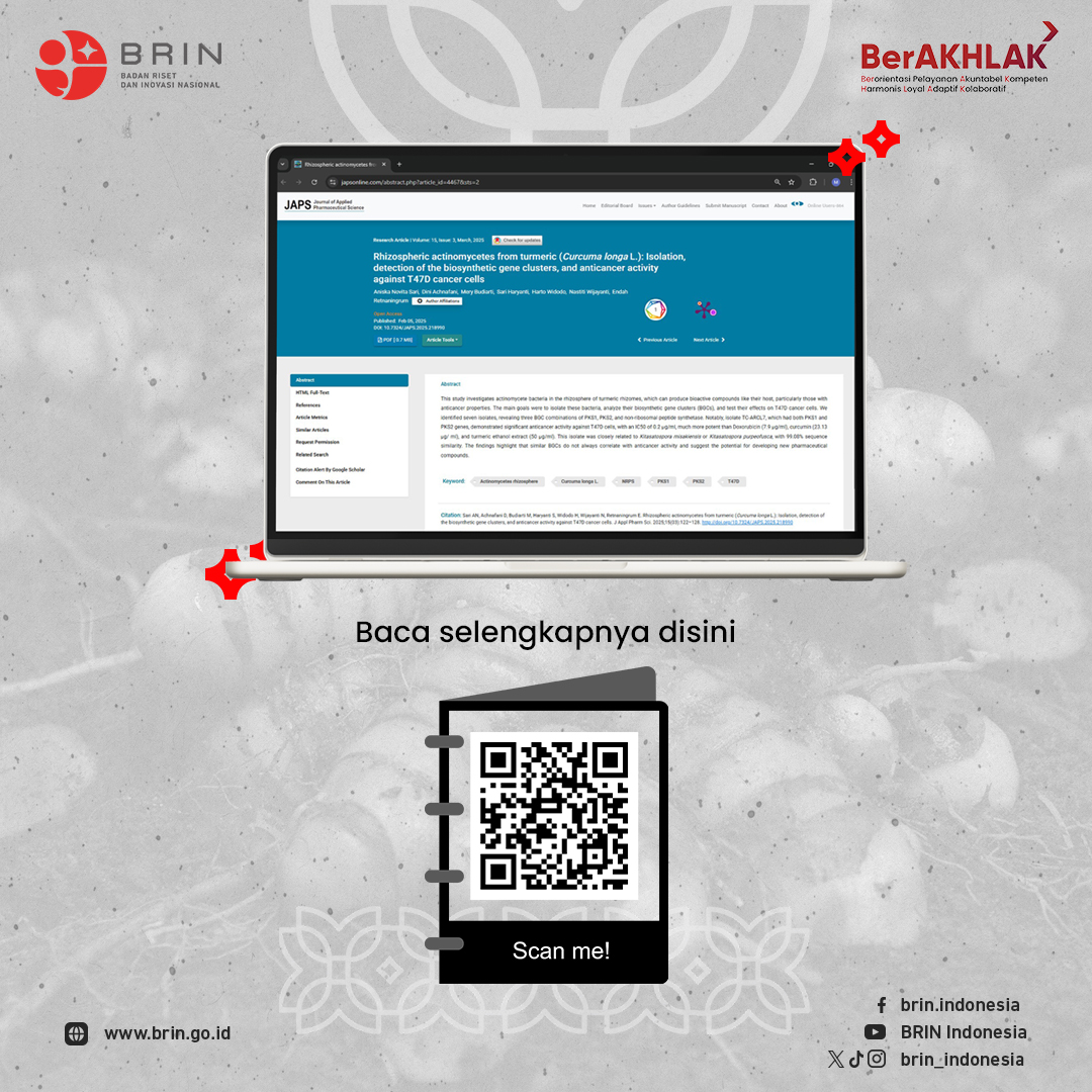 brin_indonesia's tweet photo. Link Jurnal dapat di scan disini ya guyss!
#BRIN #RisetInovasi #Kunyit #Kanker https://t.co/qGWlCzmpqA