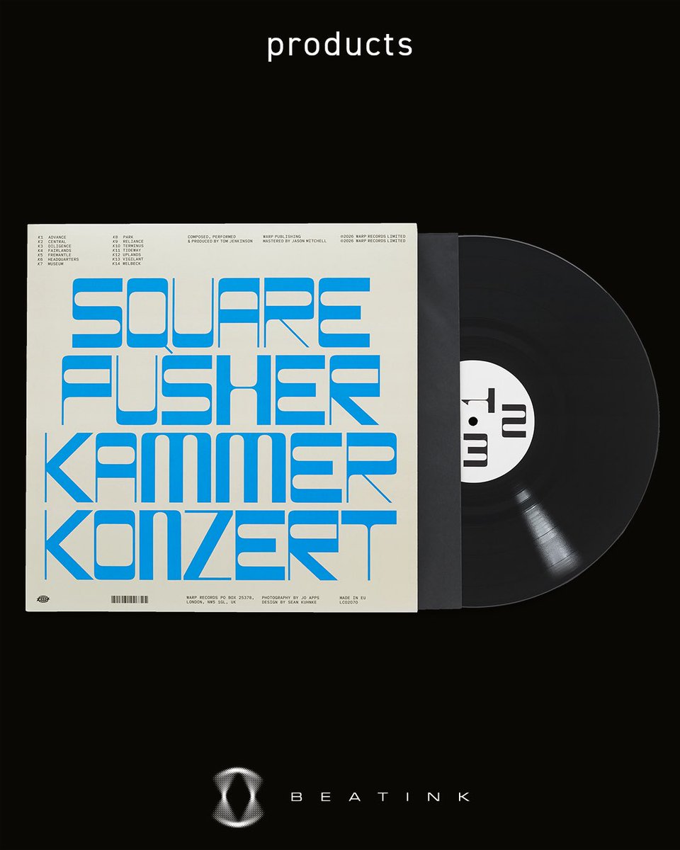 beatink_jp's tweet photo. ✷ Squarepusher / 『Kammerkonzert』4/10 release

スクエアプッシャーこと鬼才トム・ジェンキンソンが、新作アルバム『Kammerkonzert』を4/10(金)にリリース。
黒曜石のように硬質で超高速のベース、凶暴なオーケストラ・サウンド、そしてプログレッシヴ／アンビエント／エレクトロニック／実験音楽を縦横無尽に横断する急旋回の連続。
“室内協奏曲”を掲げながら、音楽構造の限界へと踏み込む圧巻の野心作。

https://t.co/8oudhiWmUy
