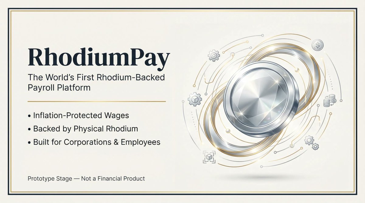 WilliamBass358's tweet photo. Something big is coming — and I want you to hear it from me first.
I have been building RhodiumPay — the world's first payroll platform where employees can receive wages backed by physical rhodium, the rarest and most valuable precious metal on Earth.
Inflation has been quietly stealing from workers for years. The average employee loses 3 to 5 percent of their purchasing power every single year. RhodiumPay fixes that at the payroll level.
Employees choose to receive a portion of their pay in RHD tokens — backed by real, auditable rhodium reserves. Not crypto speculation. Real metal.
#startup #crypto #payroll #investing #rhodium #entrepreneur #startuplife 

https://t.co/DIzi2PSU47